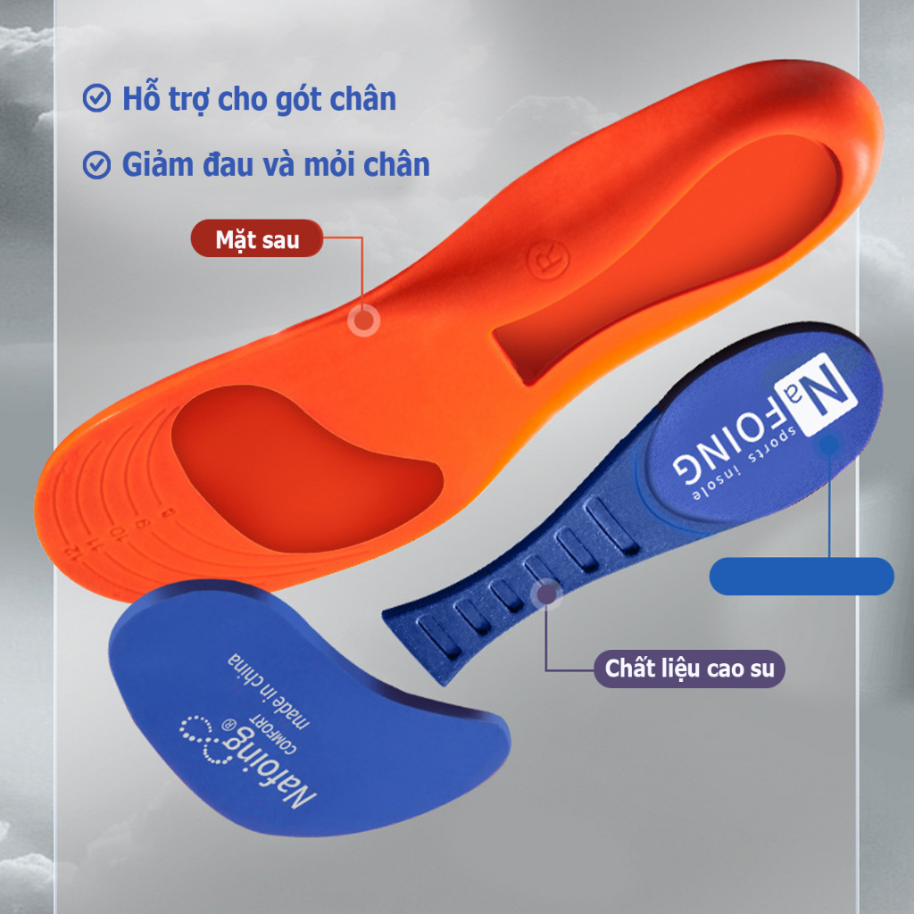 Lót Giày Thể Thao Cao Cấp Nafoing Siêu Êm Chân, Chống Sốc cho Nam Nữ
