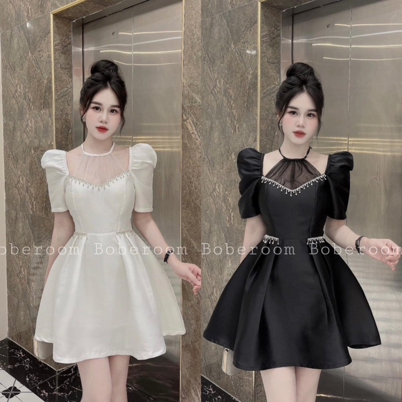 Đầm Tafta Phối Cổ Yếm Sang Chảnh