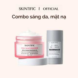 SKINTIFIC Combo 2PCS-sáng da mặt nạ Gel dưỡng ẩm sáng da MSH Niacinamide 30g+Thanh lăn mặt nạ đất sét tro núi lửa 40g