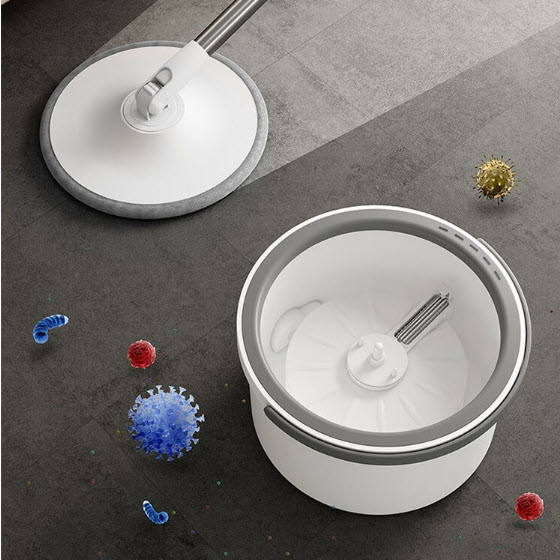 Bộ lau nhà tách nước K9 thùng lau nhựa pp 10L Cán inox dài 134cm miếng lau Microfiber 25cm