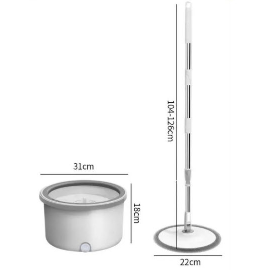 Bộ lau nhà tách nước K9 thùng lau nhựa pp 10L Cán inox dài 134cm miếng lau Microfiber 25cm