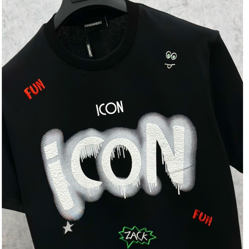 Áo Phông Nam ICON Hình Sơn Hoạ Tiết Thêu Chất Liệu Cotton Co Dãn Thấm Hút -Thời Trang Nam