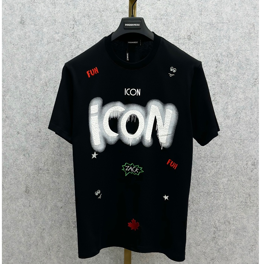 Áo Phông Nam ICON Hình Sơn Hoạ Tiết Thêu Chất Liệu Cotton Co Dãn Thấm Hút -Thời Trang Nam