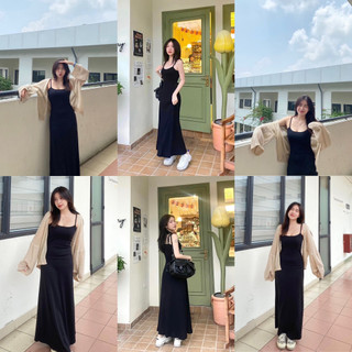(có bán sỉ,ảnh thật,hoả tốc)🖤 MILO DRESS 🥑 ĐẦM HAI DÂY BASIC DÀI
