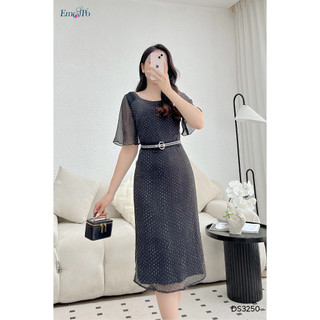 Đầm cổ tròn emspo tay lửng xòe ds3250