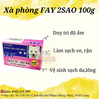 Xà phòng tắm Fay 2 sao 100g (hồng) t rị ve, bọ chét, dưỡng lông mượt cho chó mèo
