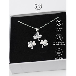 Bộ Trang Sức Bạc Ta Cao Cấp CaoBac Silver Cỏ Ba Lá Đáng Yêu, May Mắn Cho Bạn Nữ