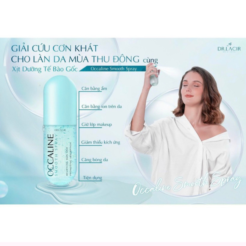 Xịt dưỡng căng bóng da DrLacir, xịt dưỡng  tế bào gốc Occaline dưỡng ẩm dưỡng trắng giữ lớp make up không lem trôi 130ml | BigBuy360 - bigbuy360.vn