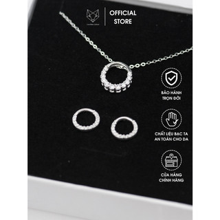 Bộ Trang Sức Bạc Ta Cao Cấp CaoBac Silver Tròn Rỗng Đính Đá Đơn Giản Cho Bạn Nữ