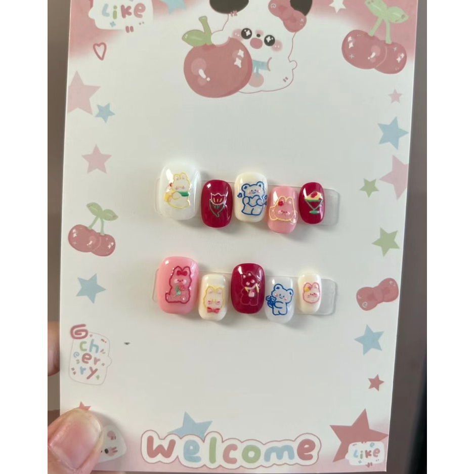 Nailbox trừu tượng dễ thương fom ngắn