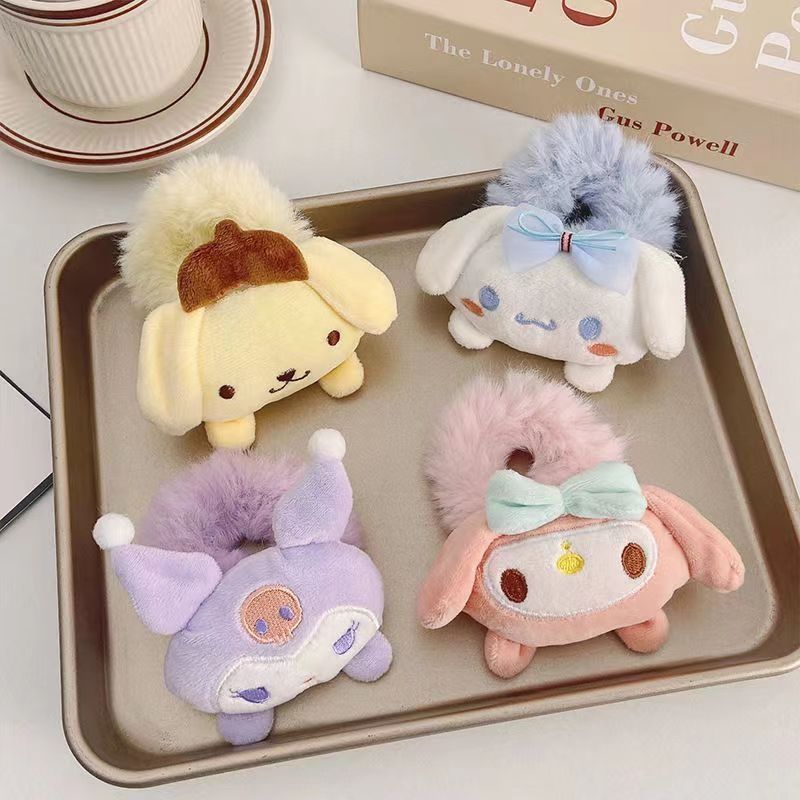 🥟ice🥟Dây cột tóc lông thú bông Sanrio kuromi dễ thương