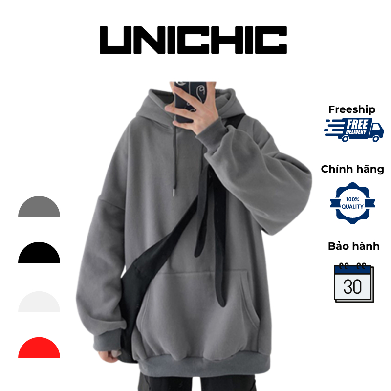 Áo khoác Hoodie Nam, Nữ Hoodie Basic Unisex Nỉ From Rộng Màu Xám - Basic Boutique HDT900 Zunichic