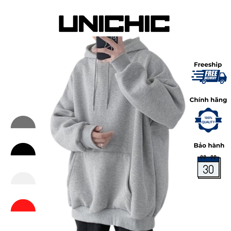 Áo khoác Hoodie Nam, Nữ Hoodie Basic Unisex Nỉ From Rộng Màu Xám - Basic Boutique HDT900 Zunichic