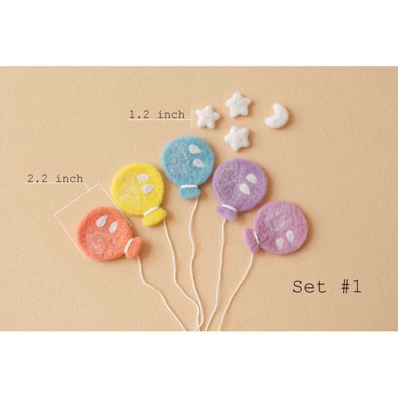 Mây, ngôi sao, trái tim , bong bóng len chọc