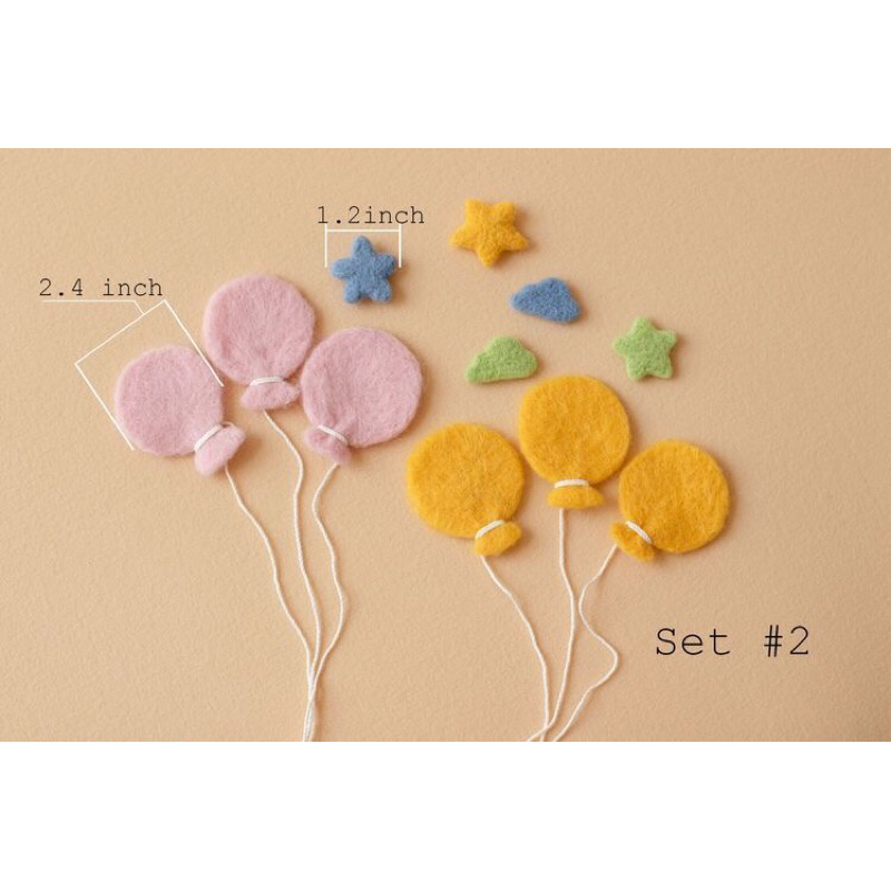 Mây, ngôi sao, trái tim , bong bóng len chọc