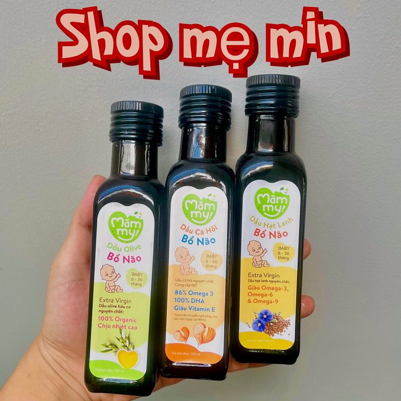 Set Dầu ăn dặm Mămmy cho bé từ 6 tháng 100ml Mămmy .Dầu ăn dặm cá hồi -Oliu - hạt lanh