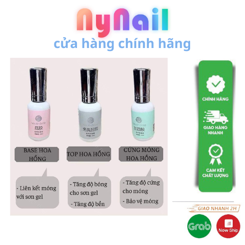 sơn gel hoa hồng top base cứng móng mẫu mới chính hãng 20ml