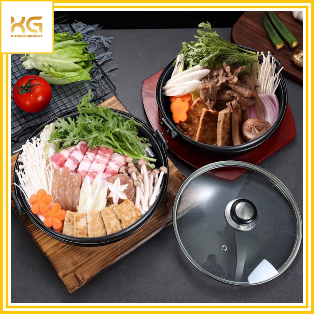 Nồi Gang Có Quai Cầm Kèm Nắp Kính ( Sử Dụng Được Bếp Từ )