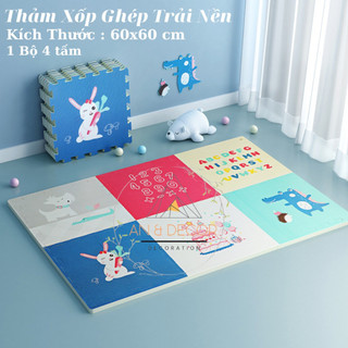 XỐP GHÉP TRẢI SÀN 60x60 CM LOẠI 1, SET 4 TẤM KÈM VIỀN TƯỜNG