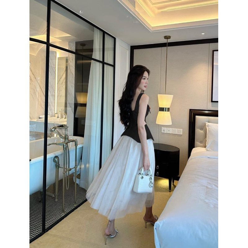 SET ÁO DÂY TAFTA + CHÂN VÁY BỒNG