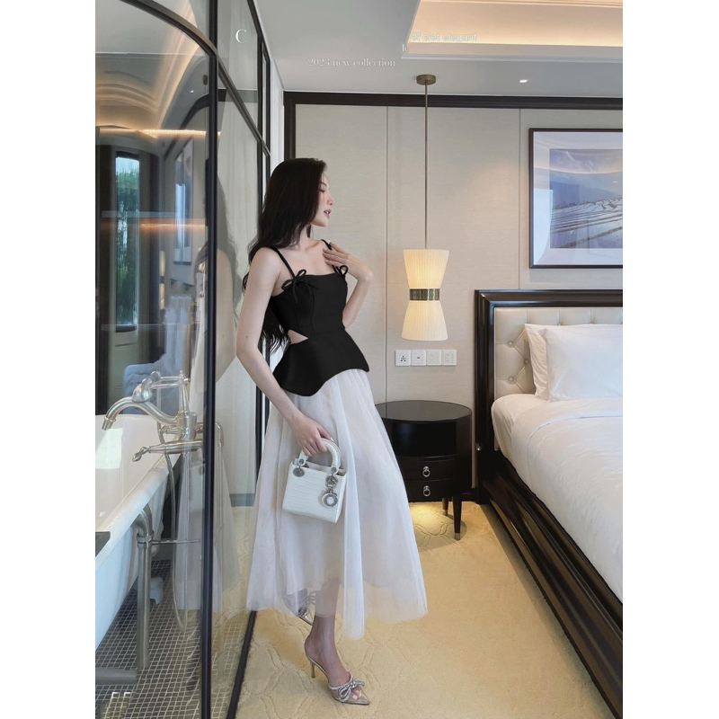 SET ÁO DÂY TAFTA + CHÂN VÁY BỒNG