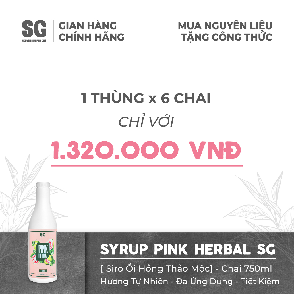 Siro Ổi Hồng Thảo Mộc | Syrup Pink Herbal | Chai 750ml | Pha Trà Trái Cây, Trà Lucky Tea | Nguyên Liệu Pha Chế SG