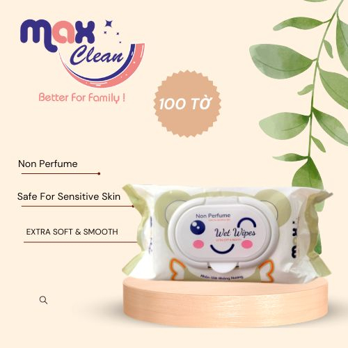 1 gói khăn ướt  Max Clean 100 tờ - không hương