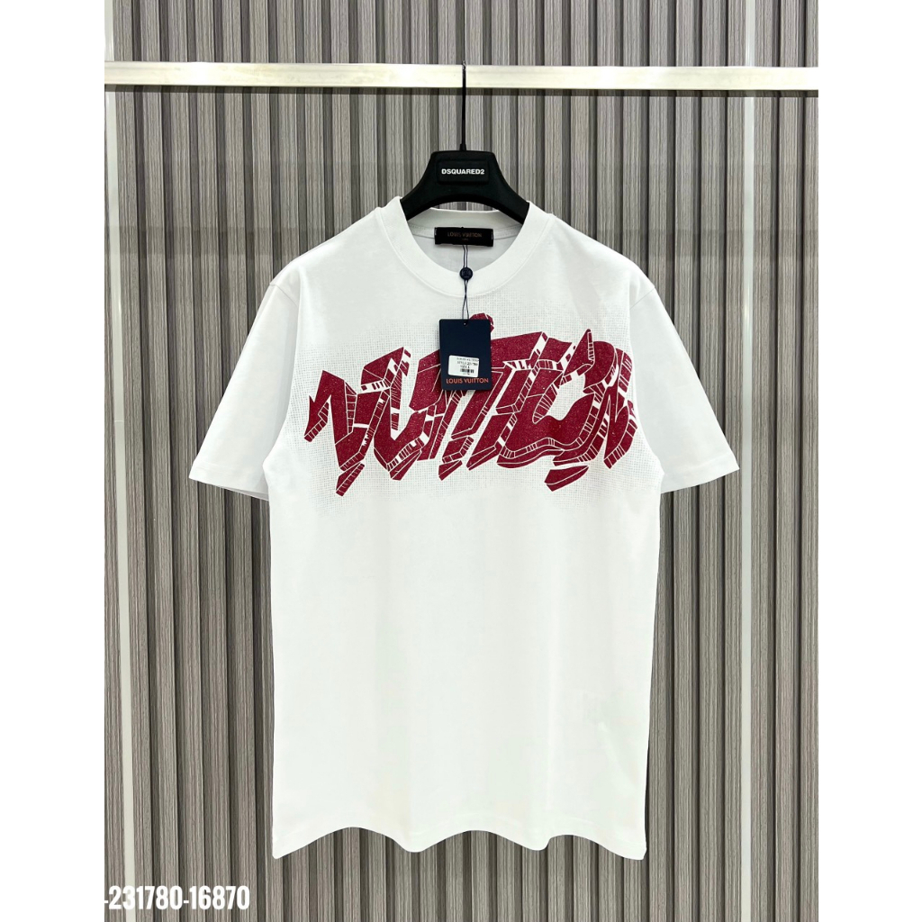 Áo LV Chữ kim Tuyến Đính Đá Trước Ngực, Chất cotton 100% mềm mịn không xù lông hot trend 2023