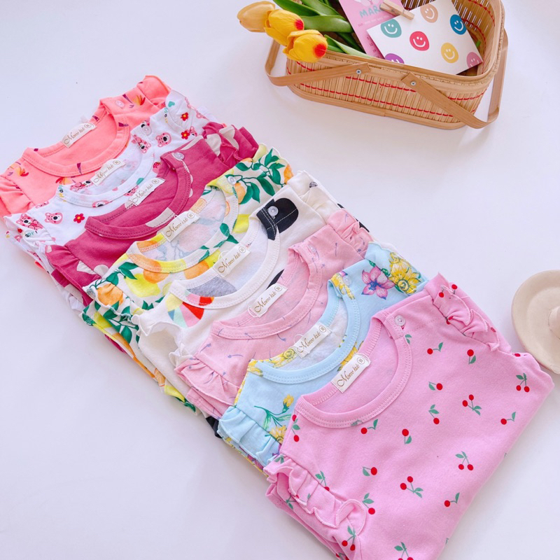 Bộ dài tay cài vai phối cánh tiên cho bé gái miwookids