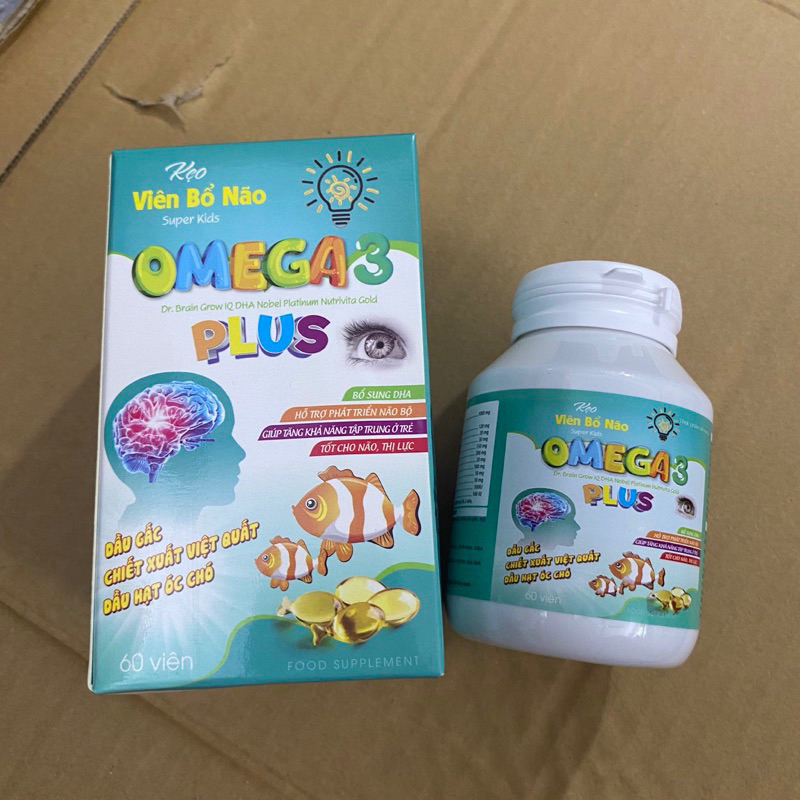 Omega 3 Kids -Hộp 60 Viên bổ não Super Kids OMEGA 3 DR.BRAIN giúp bổ sung DHA  phát triển não bộ- Omega 3 Kid