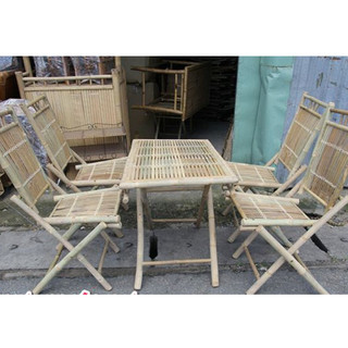 Bàn ghế tre xếp quán cà phê bộ 1 bàn + 4 ghế ,bàn tre uống trà dùng cho gia đình ,bàn ăn bằng tre cho nhà hàng quán ăn
