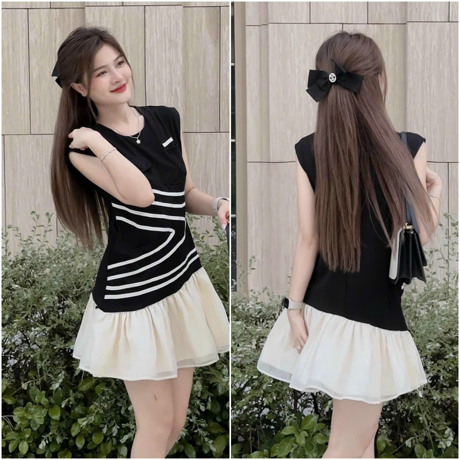 ĐẦM VIỀN DUY BĂNG PHỐI VOAN BÈO LAI CÓ TÚI cho nàng sành điệu trẻ trung đi làm,dạo phố,đi tiệc