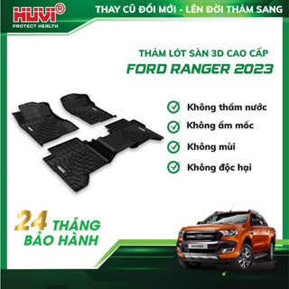 Thảm lót sàn ô tô Ford Ranger 2023 3D dạng khay nhựa TPE nguyên sinh HUVI