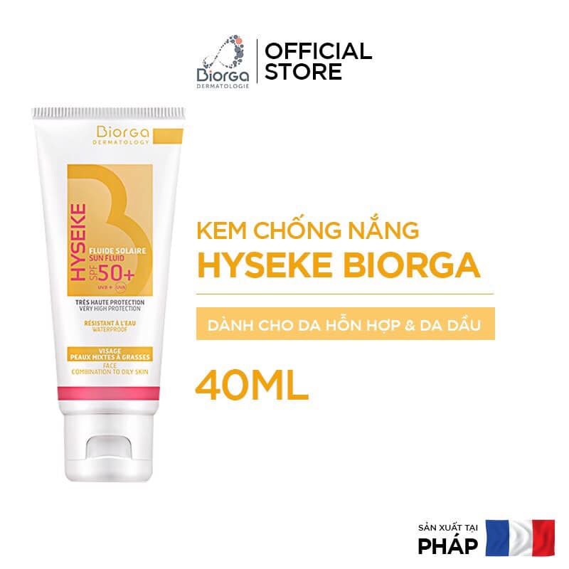 Kem chống nắng Biorga Hyseke dạng lỏng cho da hỗn hợp đến da dầu SPF 50+