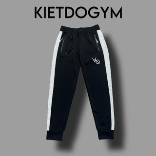 Quần jogger thể thao tập gym nam, chất thun poli logo thêu