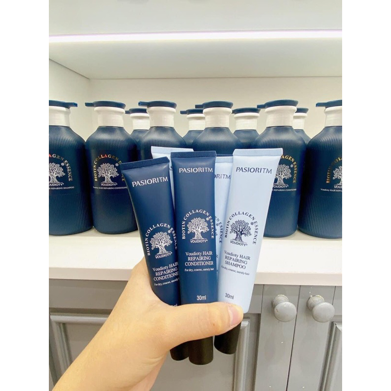 Cặp gội xả du lịch 30ml cao cấp nâu, xanh ngẫu nhiên