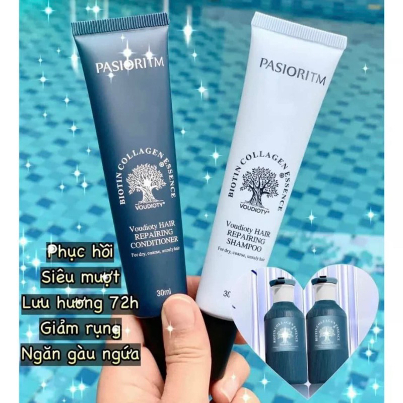 Cặp gội xả du lịch 30ml cao cấp nâu, xanh ngẫu nhiên