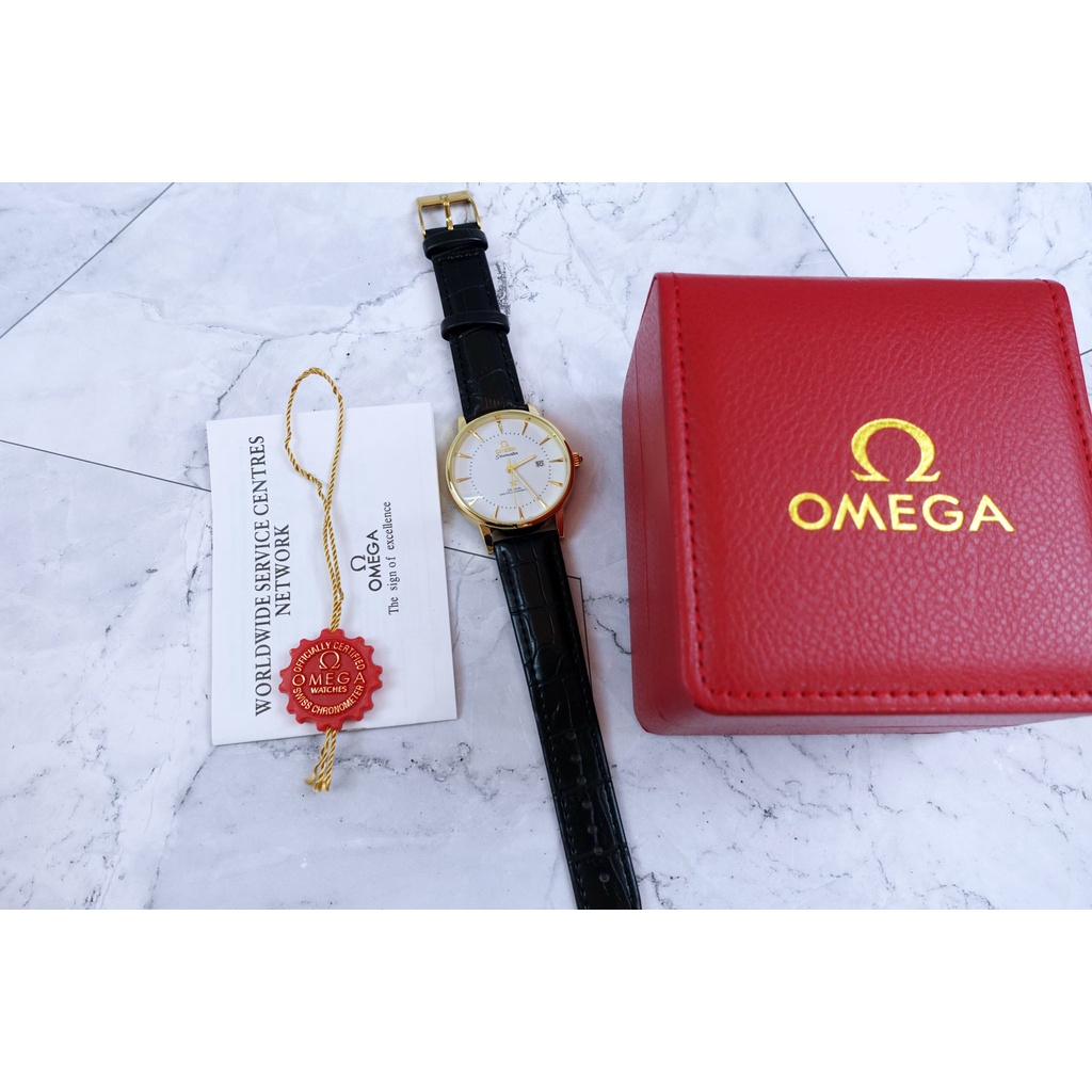 Đồng Hồ Nam Omga JAPAN WATCH Mặt Kính Đá Khoáng Chống Trầy Xước Kim Trôi 6015 Màu Đen