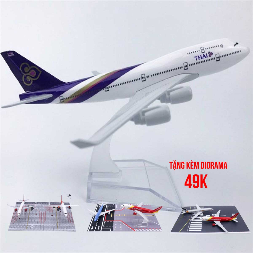 Mô hình máy bay Thái Lan Thai Airways Boeing B747 16cm MB16025