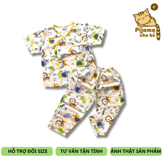 Pijama cho bé tay ngắn quần dài chất liệu Thô mịn đẹp vải cotton hút mồ hôi - Size cho bé 1-5 tuổi 10-20kg