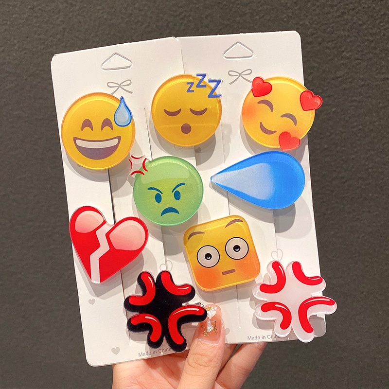 Kẹp Tóc Dễ Thương Emoji Hoạt Hình Phụ Kiện phong cách Hàn Quốc Thời Trang Cho Nữ, Kẹp Tóc cảm xúc Emoji dễ thương
