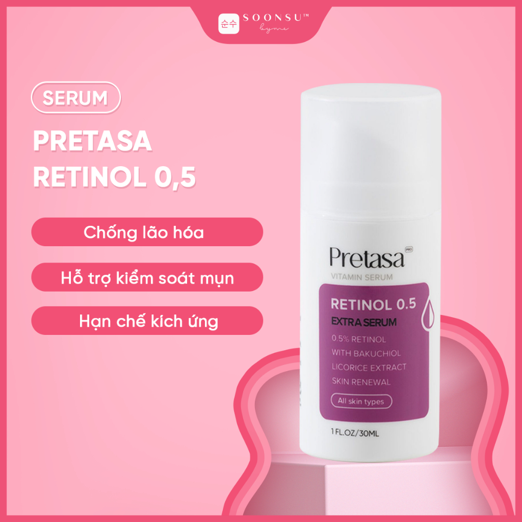  PRETASA RETINOL 0,5 Tinh Chất Chống Lão Hóa, Hỗ Trợ Kiểm Soát Mụn Extra Serum 30ml