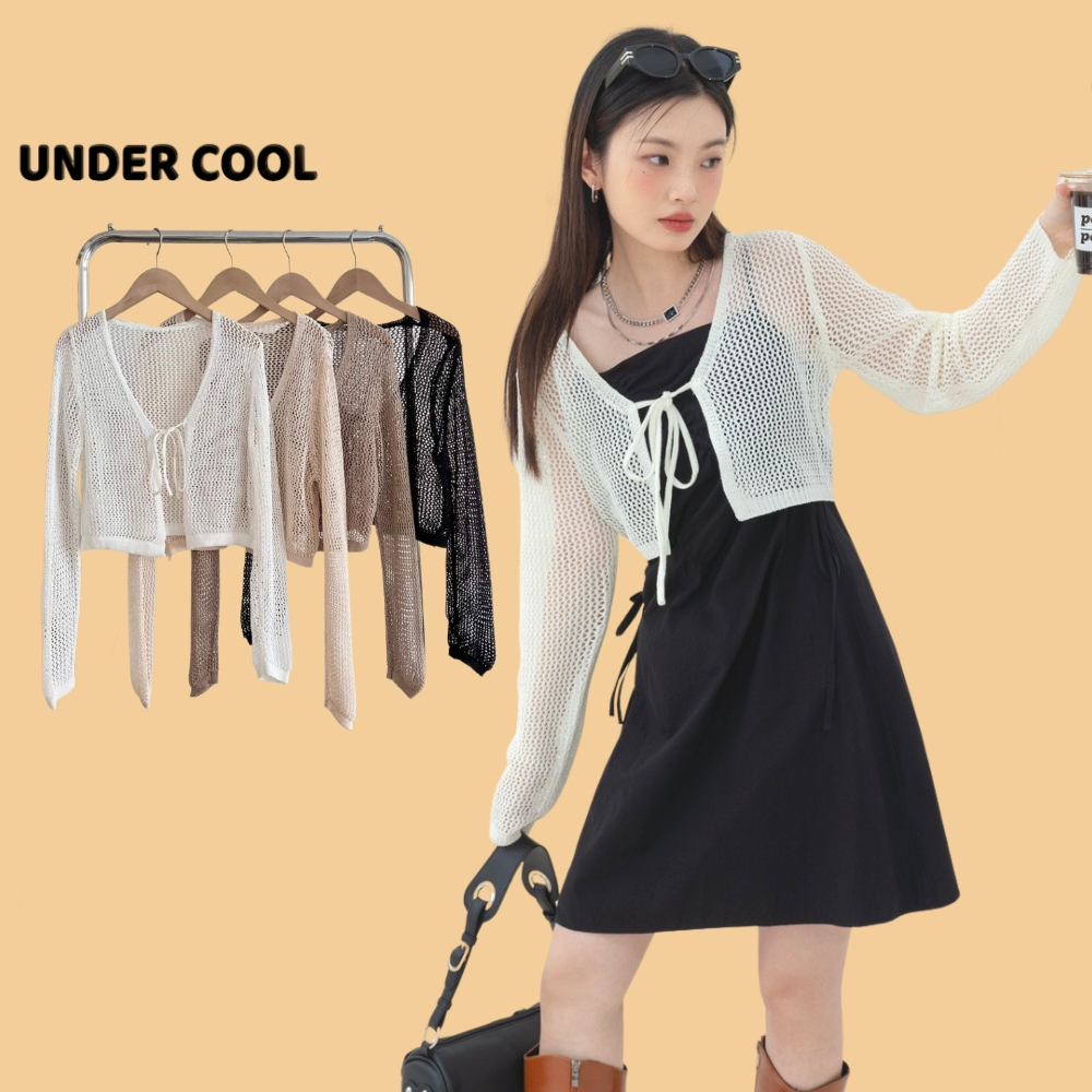 Áo Cardigan Lưới Croptop Len Mỏng UNDERCOOL Kiểu Dáng Trẻ Trung Phù Hợp Khoác Ngoài Bikini, Áo - Váy Hai Dây Cực Xinh