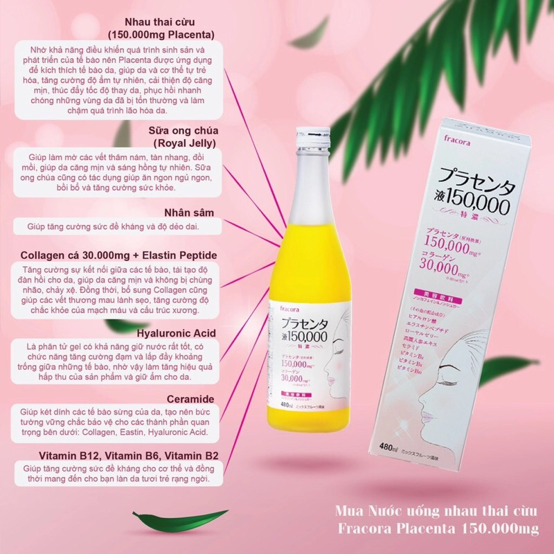 Nước uống nhau thai cừu Fracora Placenta 150000mg Nhật Bản