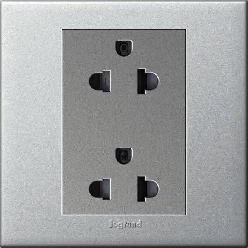 Ổ cắm đôi 3 chấu Arteor Legrand màu xám đậm chưa bao gồm mặt viền