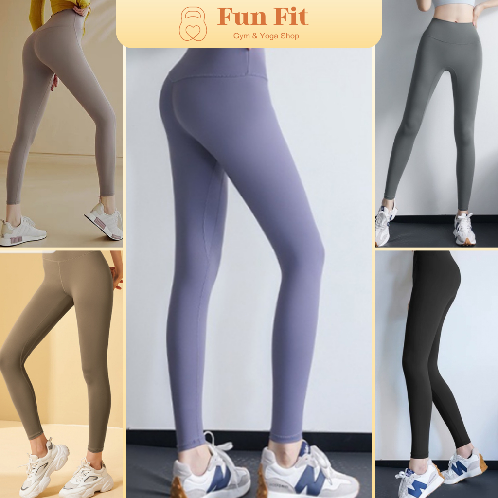 Quần legging tập gym, yoga nữ thun poly lulu siêu co dãn