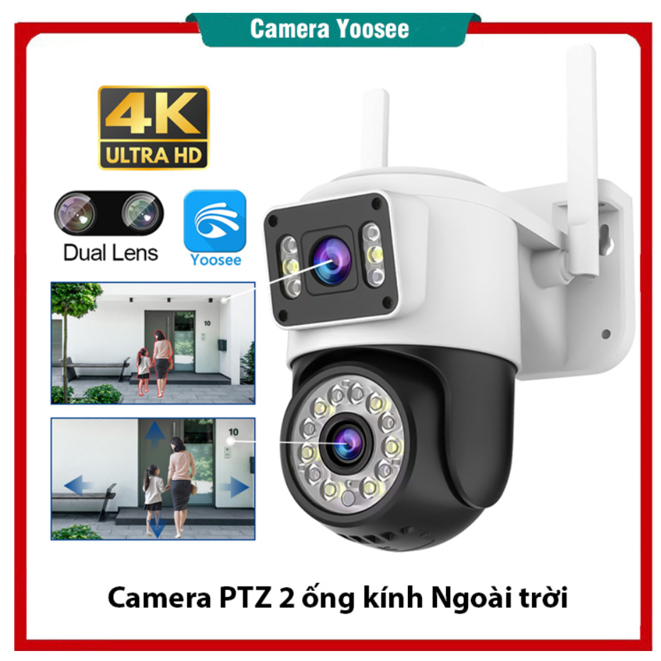 Camera WIFI Yoosee 2 ống kính 8.0MP | 5.0MP  Siêu nét siêu rộng, Quay đêm có màu