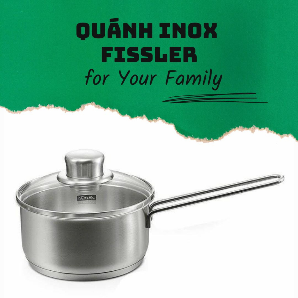 Quánh FISSLER inox cao cấp size 14cm Quánh nấu cháo nấu bột nhỏ gọn tiện lợi