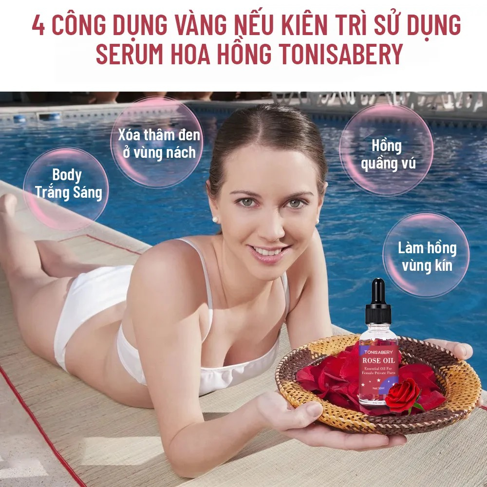 Serum hoa hồng 30ml, giảm thâm vùng kín, vùng nách, đầu gối, LÀM HỒNG cô bé và nhũ hoa