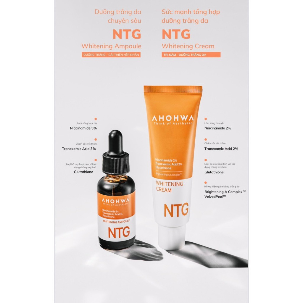Kem NTG Dưỡng Trắng Da , Giảm Sạm, Tàn Nhang, Xóa Nhăn Ahohwa Whitening Cream 50g